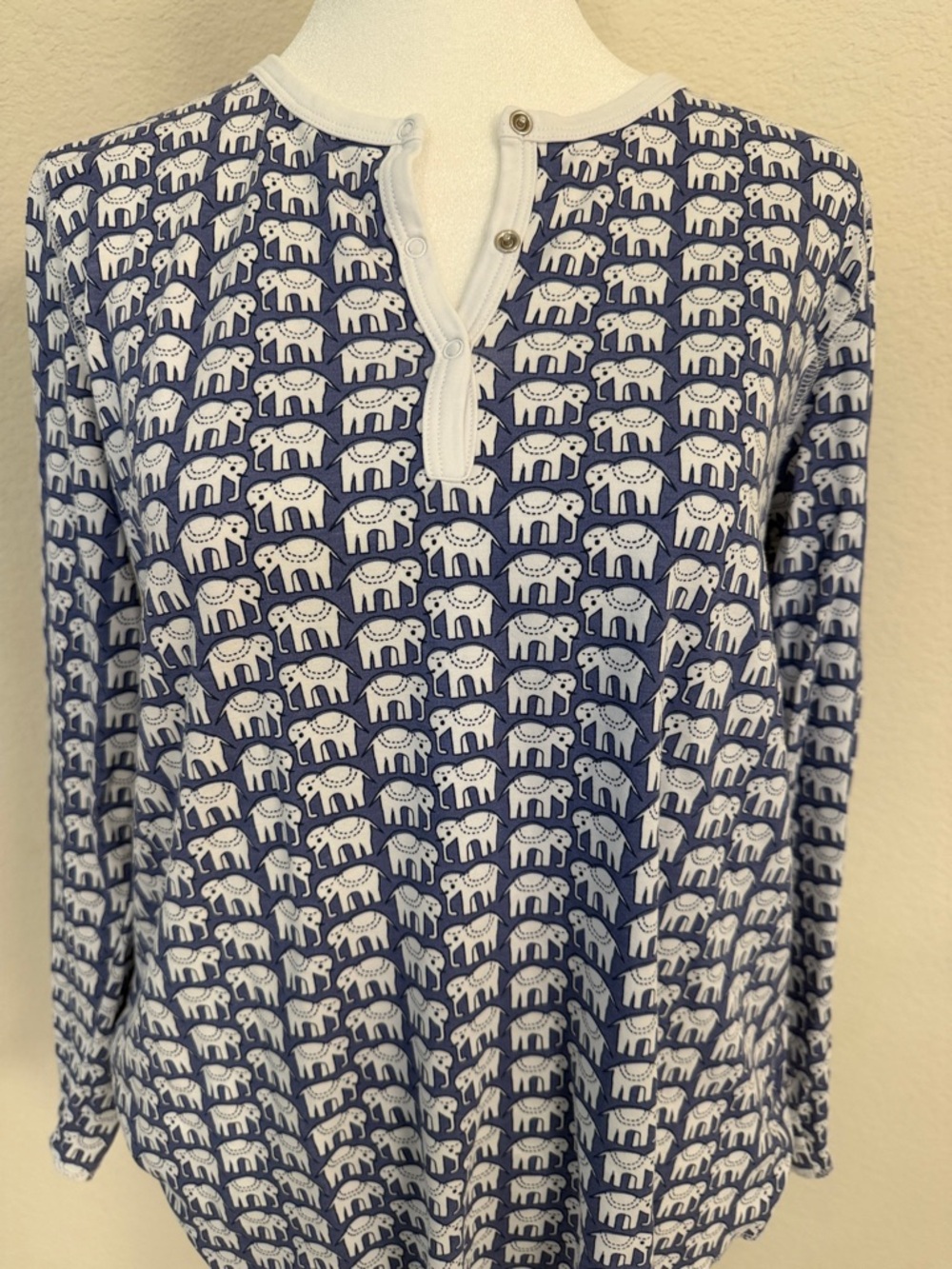 Roller Rabbit Blue and White Elephant Print Pajama Set